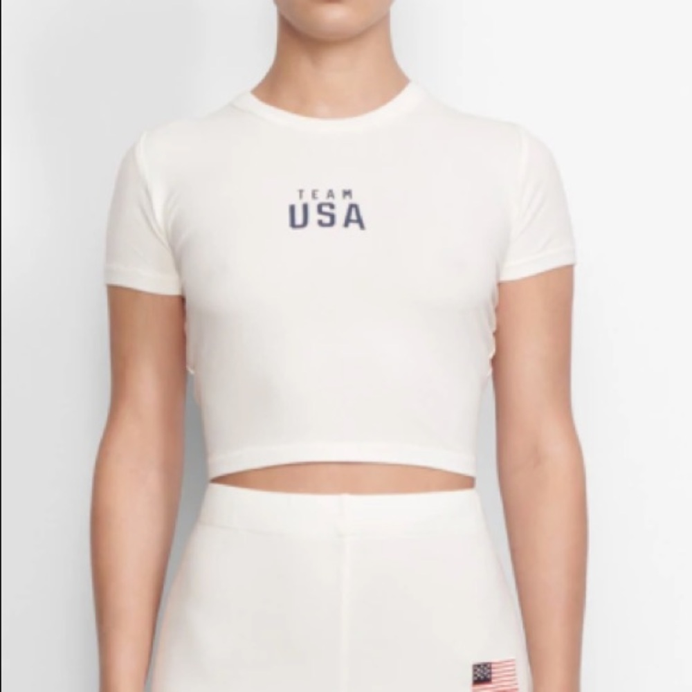 Skims Olympic Rib Cropped T-Shirt